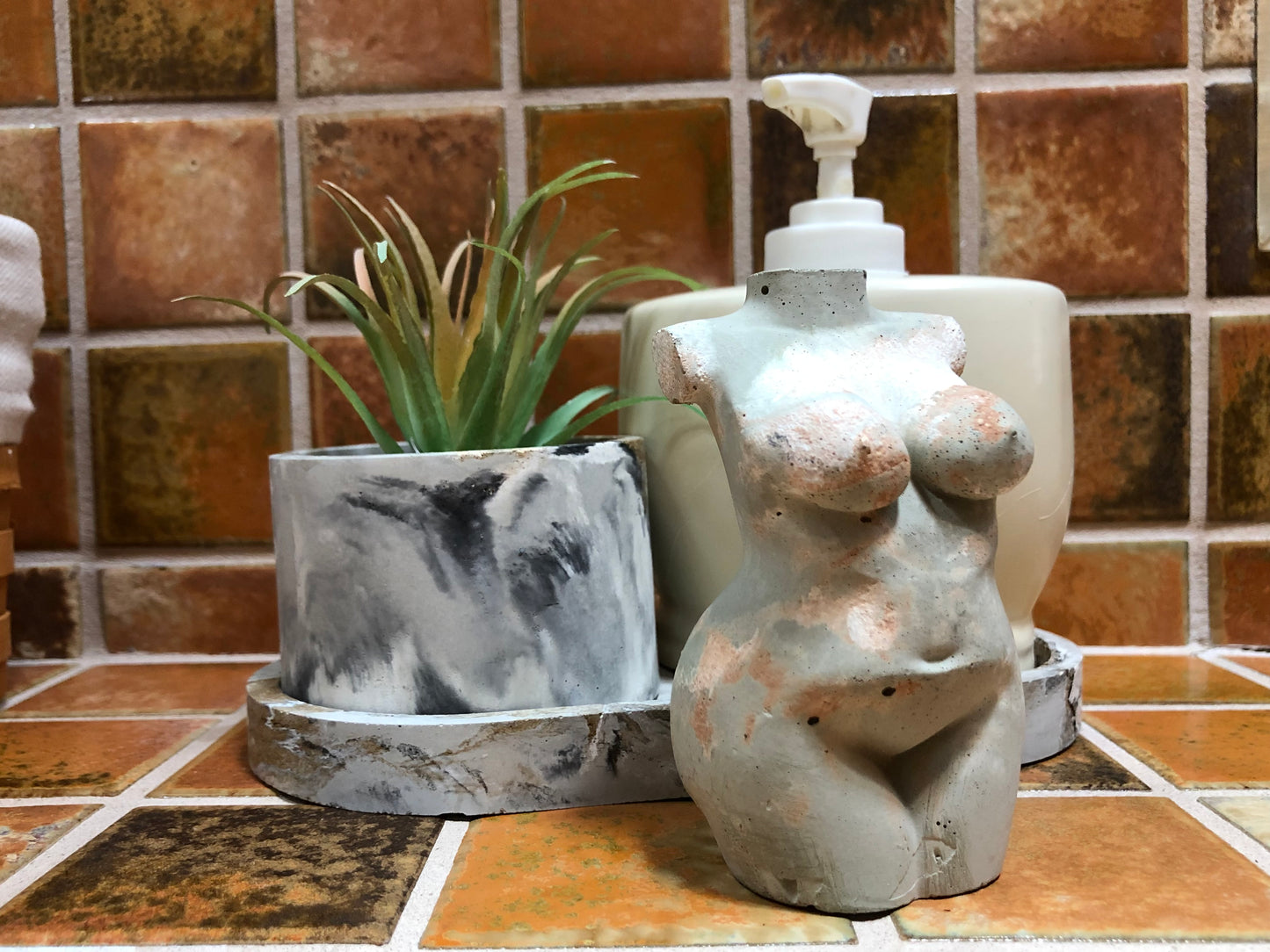 Handcrafted Concrete Woman Figure